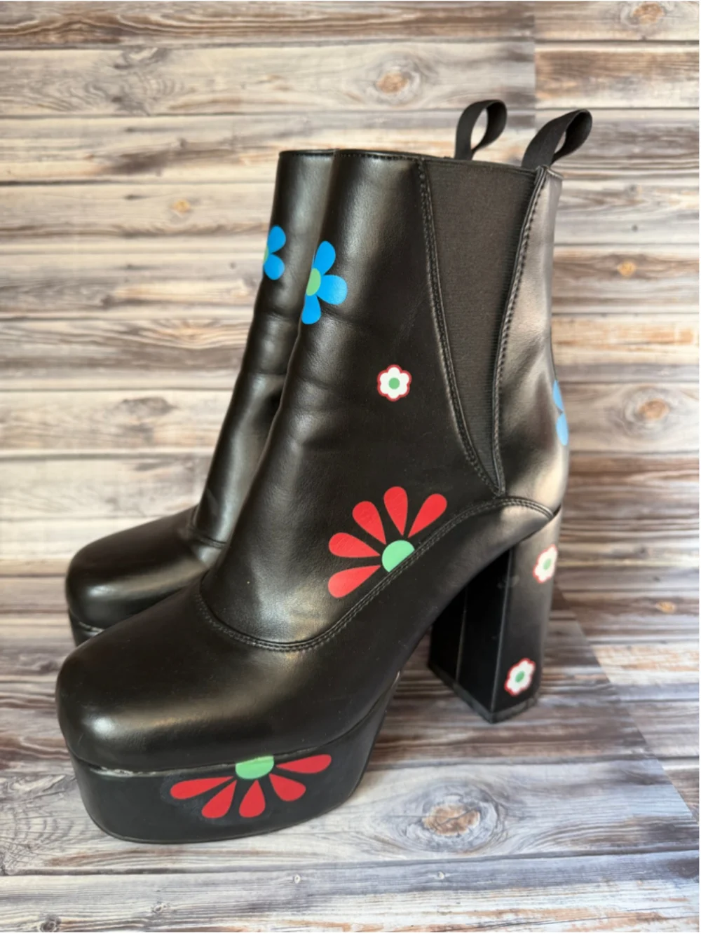 Lamoda dolls kill ever bloom black floral platform pull on boots women’s 9